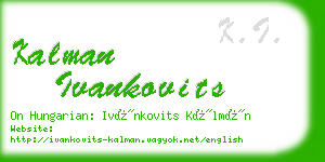 kalman ivankovits business card